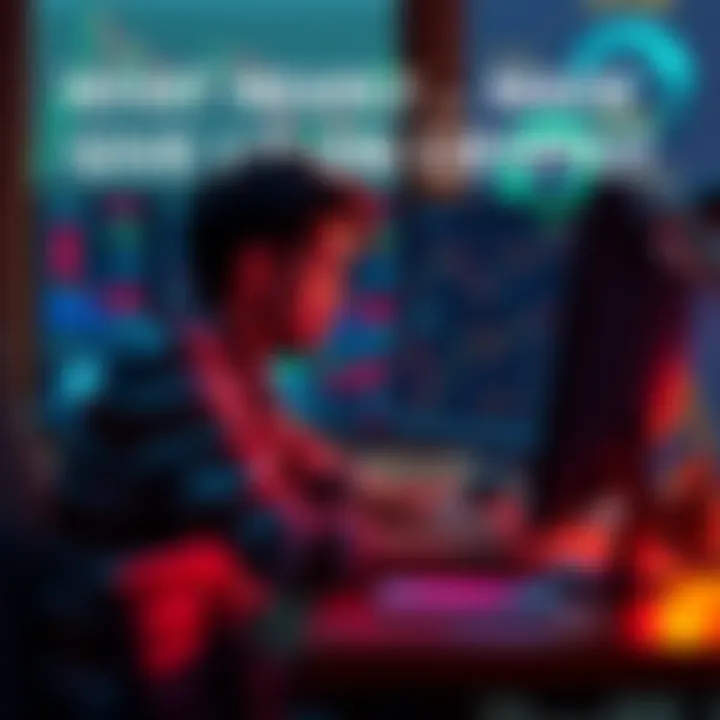 A person sitting at a desk with a computer, displaying chaotic crypto charts, showing frustration and contemplation about quitting crypto trading.