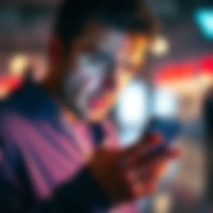 A person looking annoyed while holding a smartphone, showing an app error message on the screen