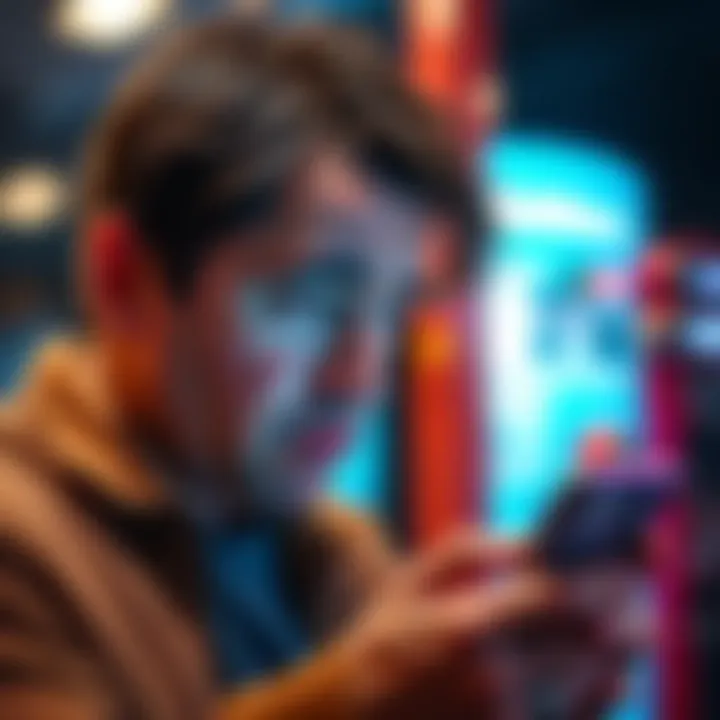 Frustrated person looking at phone screen Person showing frustration while trying to send a transaction on their phone