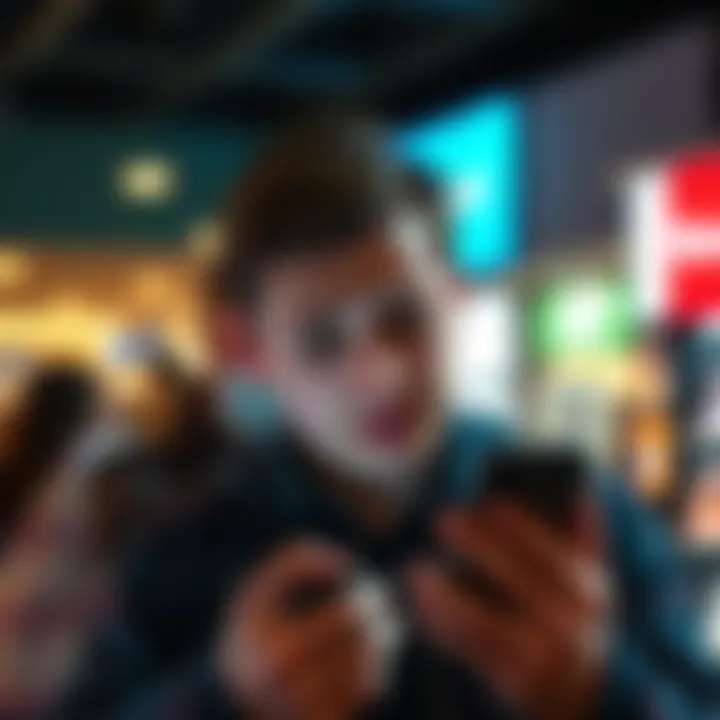 Frustrated person with a phone A person looking frustrated while holding a smartphone, symbolizing struggles with closing a bank account after relocating.