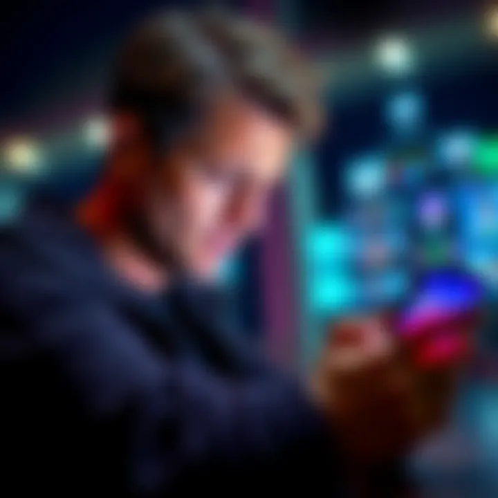 Frustrated person scrolling through AI posts A person looks concerned while scrolling on their phone, encountering numerous AI-generated posts instead of real news updates.