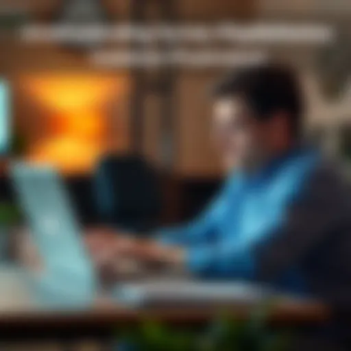 A person sitting at a desk, looking frustrated while viewing a survey on their laptop screen