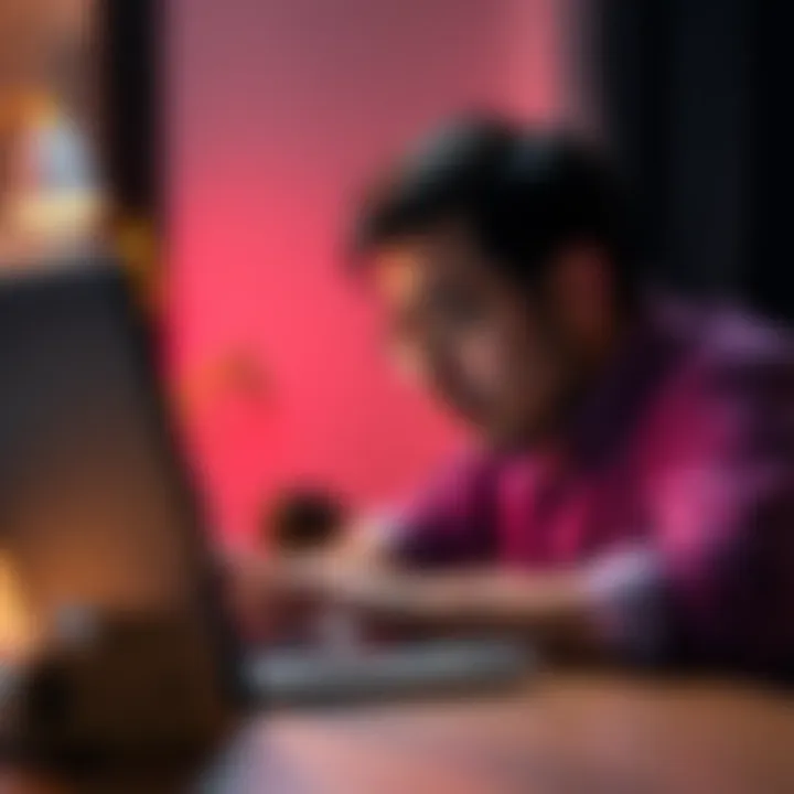 A person showing frustration while looking at a survey on their laptop, symbolizing the issue of repeated screenouts in surveys