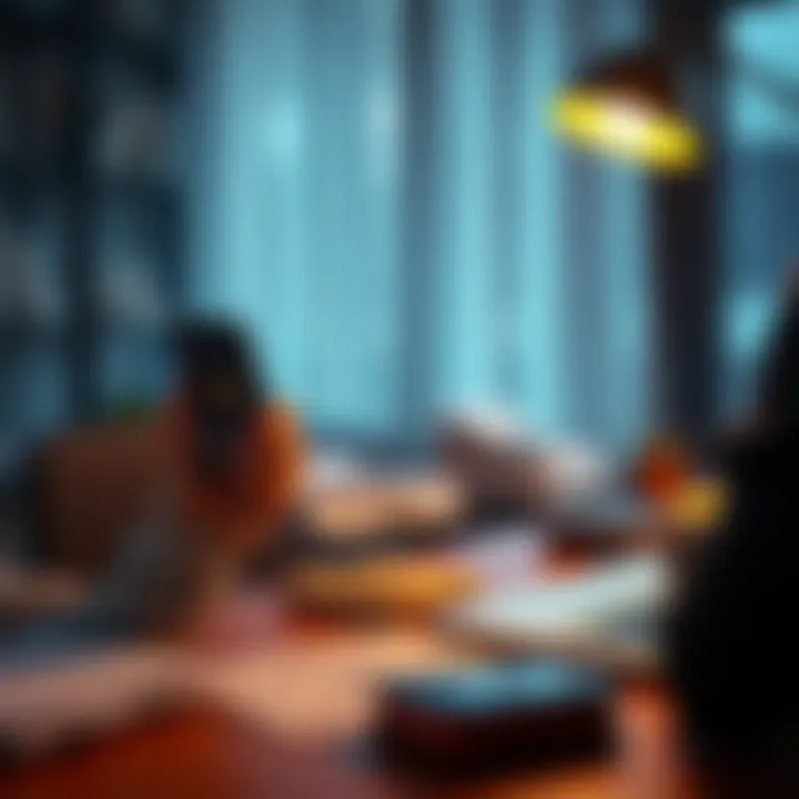 A frustrated person sitting at a desk, holding a smartphone and looking at a cryptocurrency wallet app, with papers and a laptop around them.