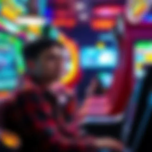 A gamer looks disappointed while waiting for arcade bonus rewards on a video game screen