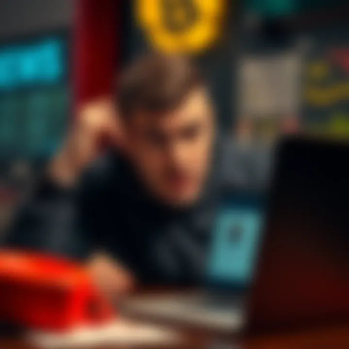 A player looks disappointed while discussing missed payments and a reset of their ISF streak, showing a laptop screen with a user board open, displaying the payment issue.