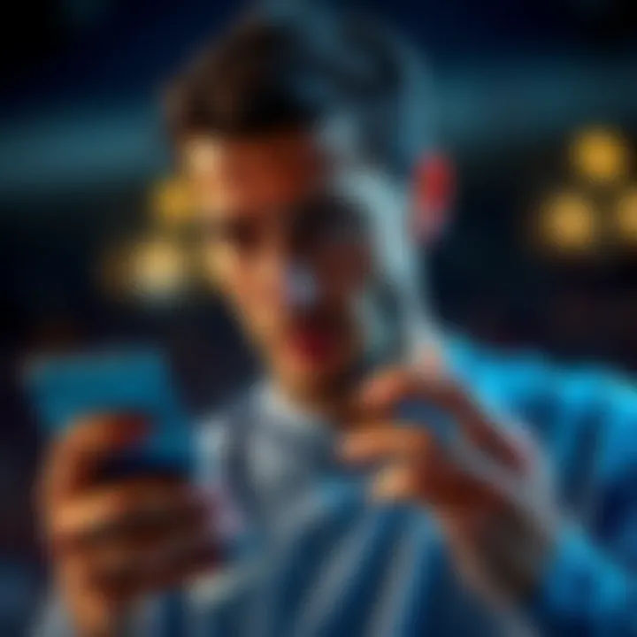 A player looks frustrated while trying to claim rewards for Premier League cards on a smartphone, showing an error message on the screen.