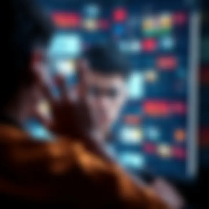 A frustrated person looking at a screen filled with survey ads and game issues