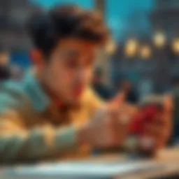 A frustrated person checking their bank account showing unexpected RevBucks charges and a coin icon