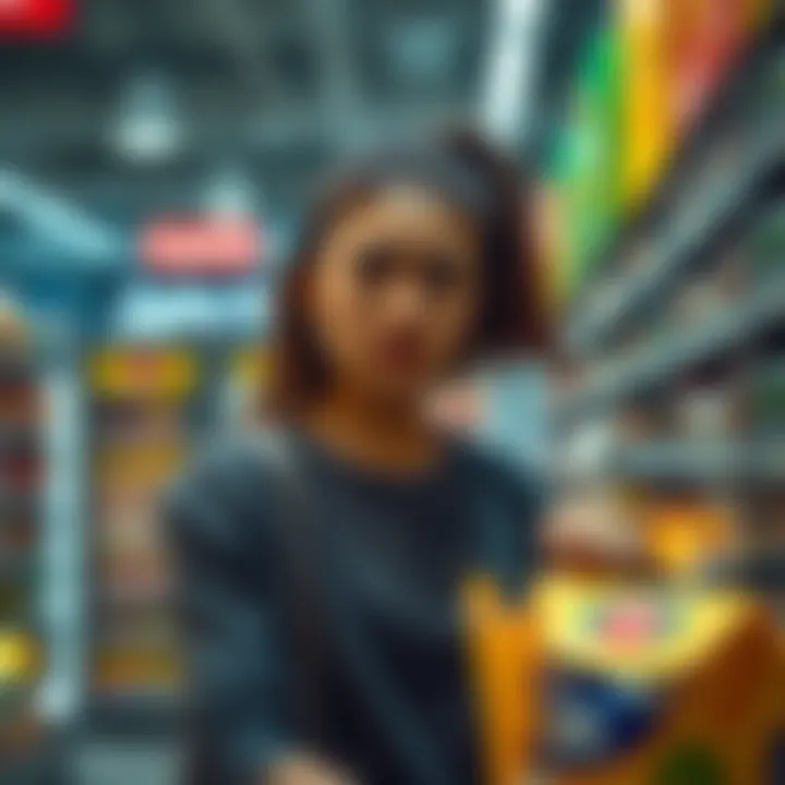 Frustrated shopper at checkout A shopper looking frustrated at a supermarket checkout after experiencing a card decline due to KYC check