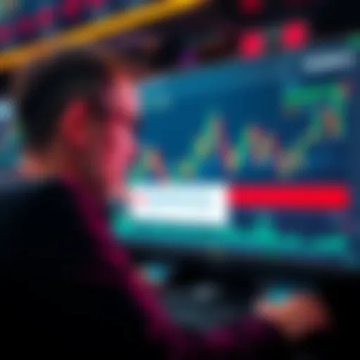 A trader staring at a computer screen showing a price chart with an error message about not getting a price on Kraken