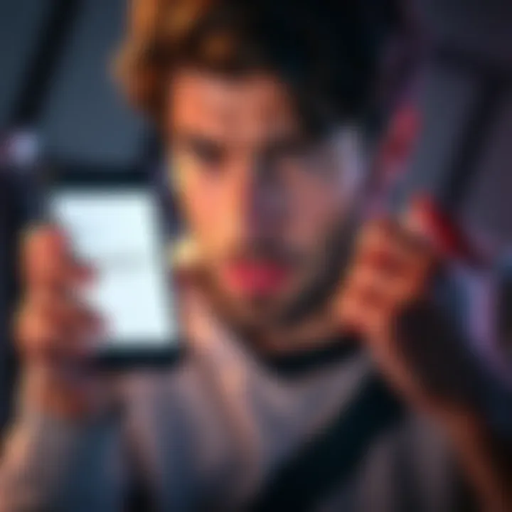 Person looking frustrated while holding a smartphone, showing an error message on the screen related to app access issues