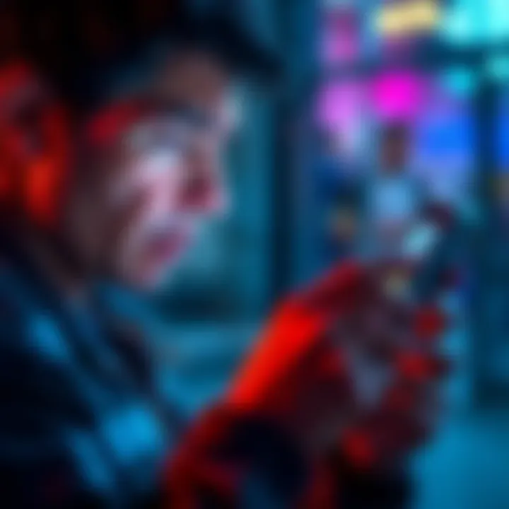 A person looking stressed while checking their banking app on a smartphone, showing a delay in money transfer from XTB to Revolut.