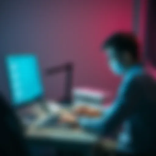 A person sitting at a desk, looking stressed while trying to access their locked Revolut account on a laptop, with multiple verification prompts on the screen.