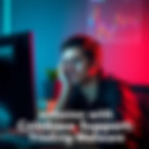 A person looking frustrated at a computer screen, dealing with trading issues on Coinbase.