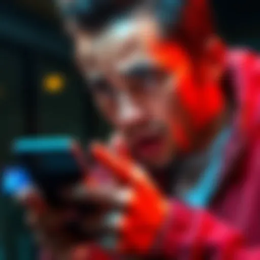 A person looking at a phone with a worried expression, showing frustration over a blocked payment service account.