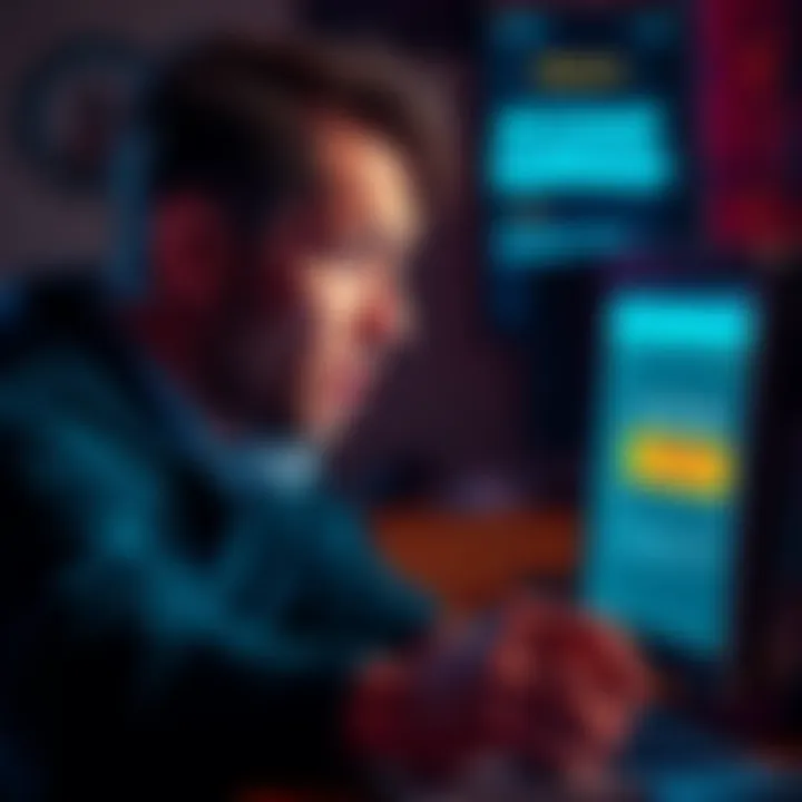 A person looking frustrated while checking their Kraken account on a computer, showing a message about account suspension and locked funds.