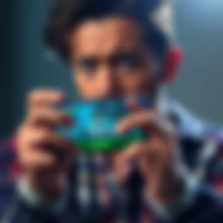 Frustrated user with a phone A person looking frustrated while holding a smartphone with a gaming app open, showing a loading screen and missing game icons