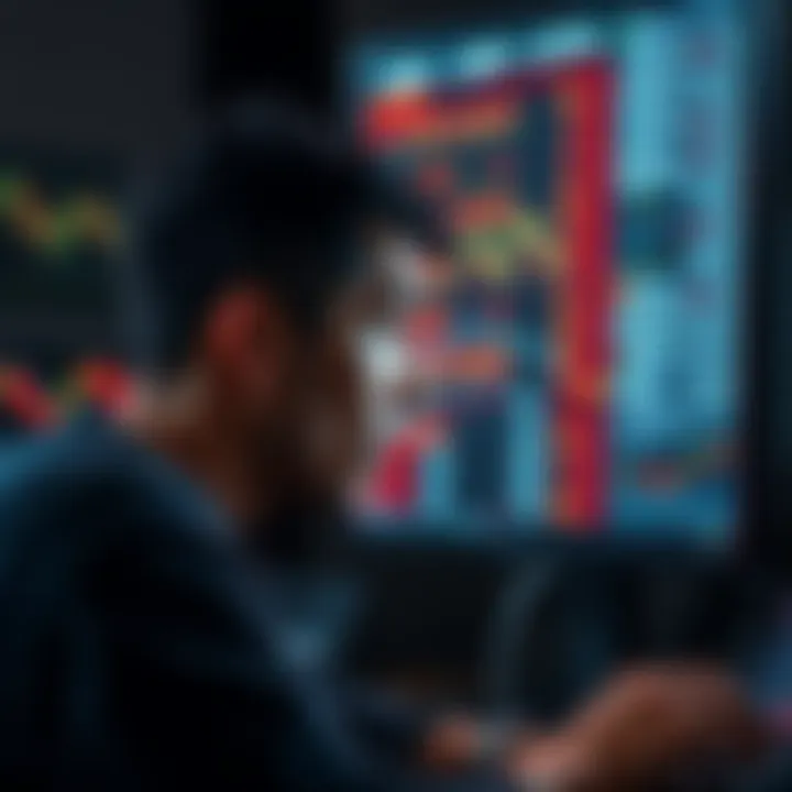 A person looking frustrated while reading a computer screen filled with exaggerated XRP price predictions