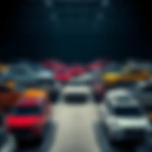 A collage showing generic SUVs being auctioned, highlighting the shift from collectible cars to more common models.