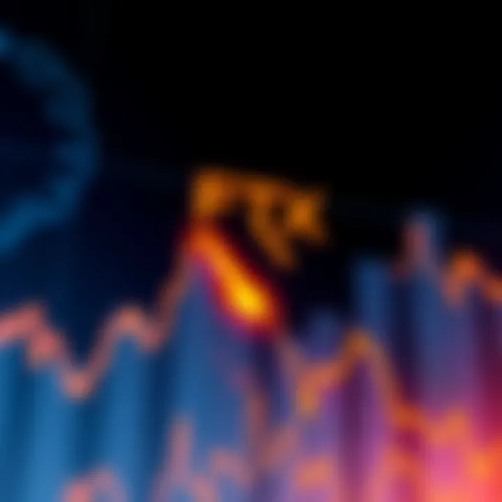 FTX logo above a downward trending graph symbolizing the fall of the company and its impact on cryptocurrency investments