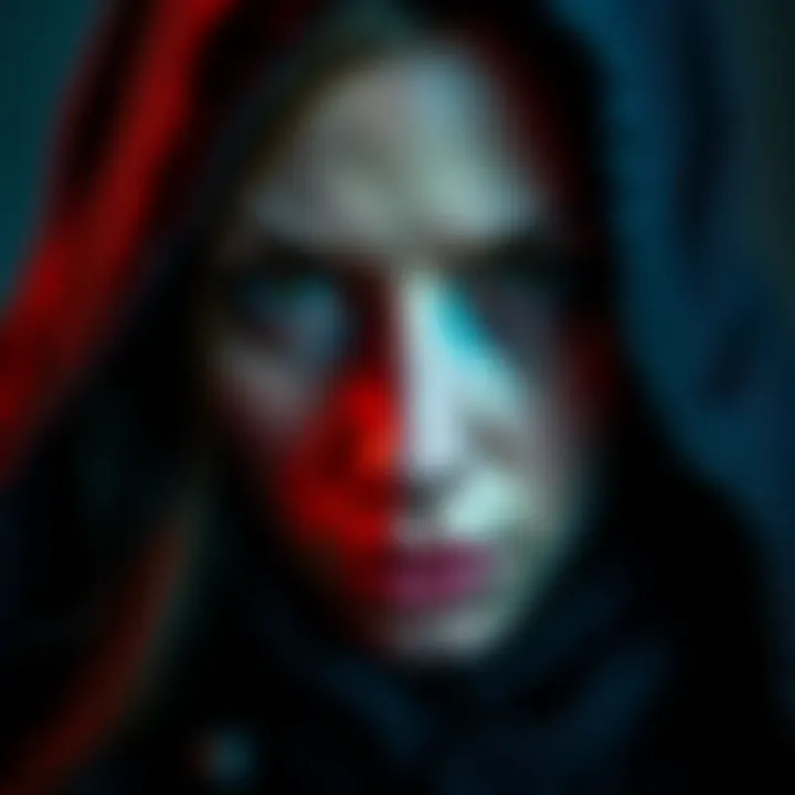 A portrait of a mysterious woman with a serious expression, representing the fugitive known as the Cryptoqueen, linked to a massive financial scam.