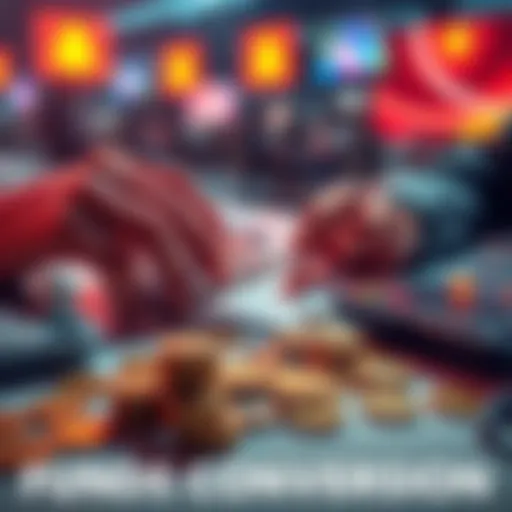 A person calculating funds with a calculator and coins on a table, representing the conversion process during an event.