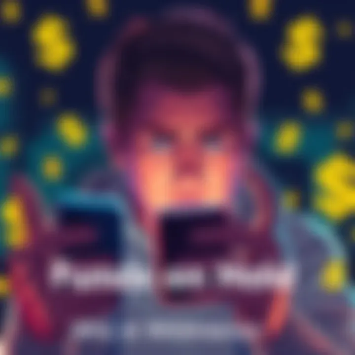 A graphic showing a frustrated person looking at their phone, with dollar signs and withdrawal symbols around them.