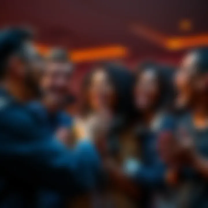 A group of people sharing funny 'Entry and Pray' moments, laughing joyfully.