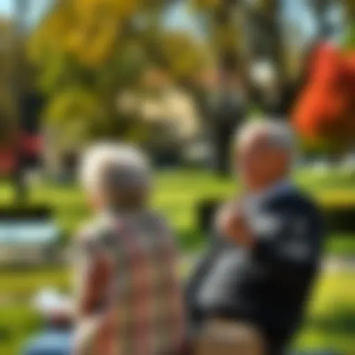 An elderly couple enjoying a sunny park, representing long life and financial discussions about wealth and inheritance.