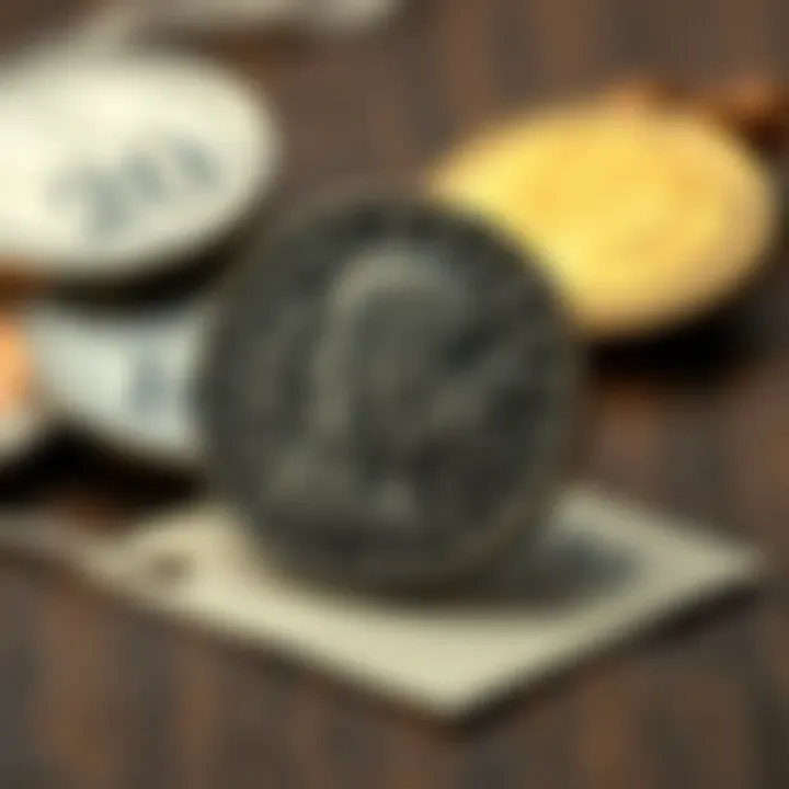 A close-up view of a Gallienus Antoninianus coin, showcasing its intricate design and features, resting on a wooden surface with a price tag of 20 euros nearby.