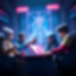 A visual representation of traditional gaming characters interacting with blockchain elements, symbolizing the connection between Ascent Rivals and Cardano technology.