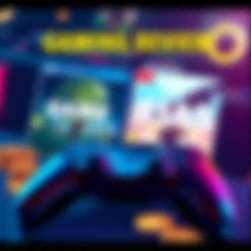 A collage of two video game covers, showcasing different gameplay styles and reward tiers, with a controller and coins in the background.