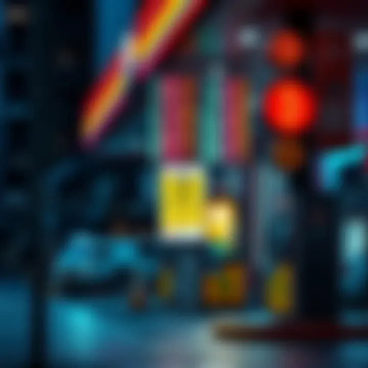 A gas station featuring signs related to cryptocurrency, showing support for users needing gas fee assistance, set in an urban New York environment.