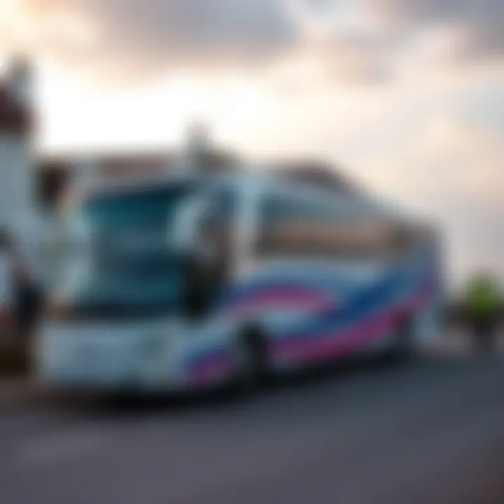 A German tour coach parked near East Cliff in Folkestone, with tourists exploring the area.
