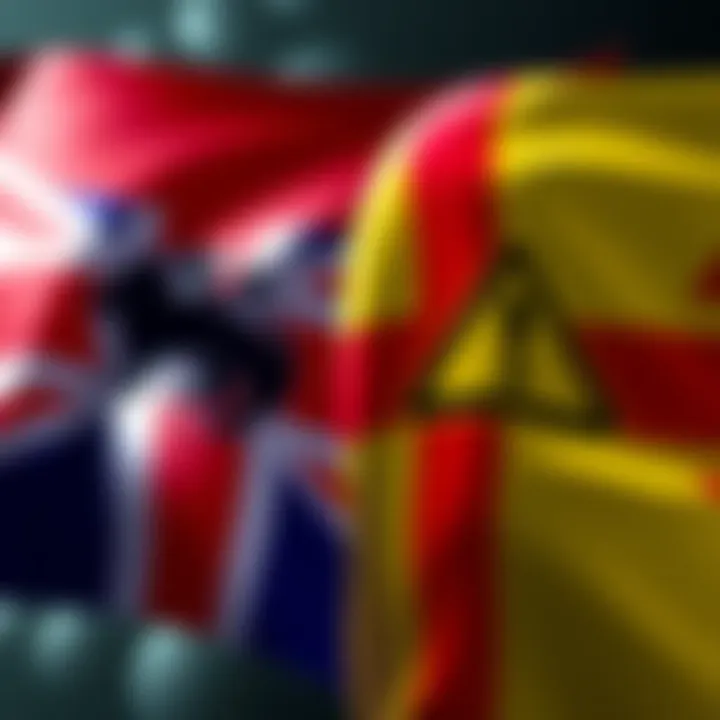 German and UK flags with warning symbols representing financial alerts against Changelly