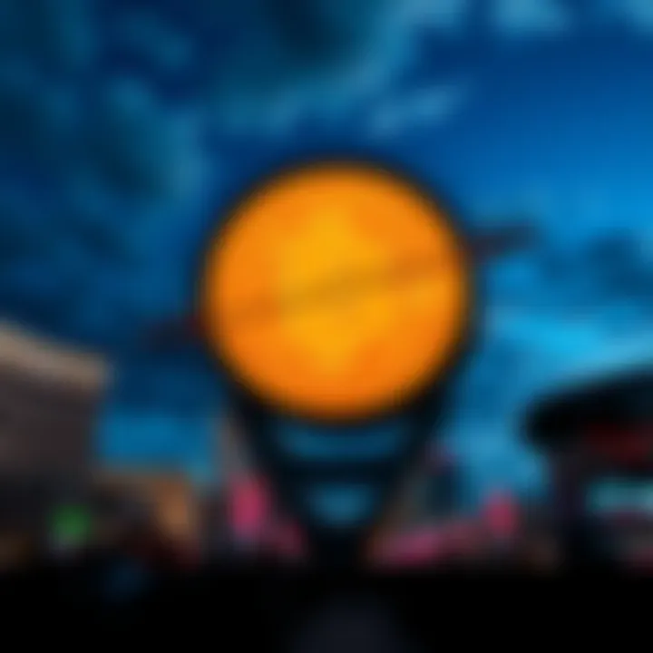 A massive Bitcoin logo lights up the night sky at the Las Vegas Sphere, drawing attention from crowds below.