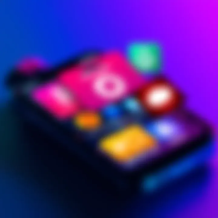 A smartphone displaying various gift cards and app icons related to rewards, indicating options available for earning rewards through gaming apps.