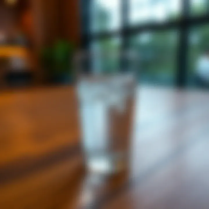Glass of Water A clear glass filled with fresh water on a wooden table