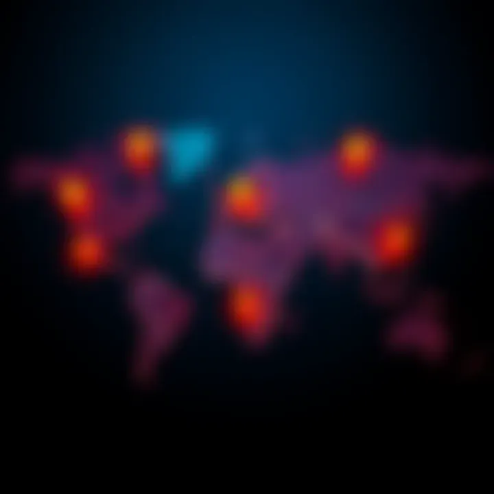 A world map highlighting Dogecoin holders with markers in various countries, showing the global spread of the cryptocurrency.