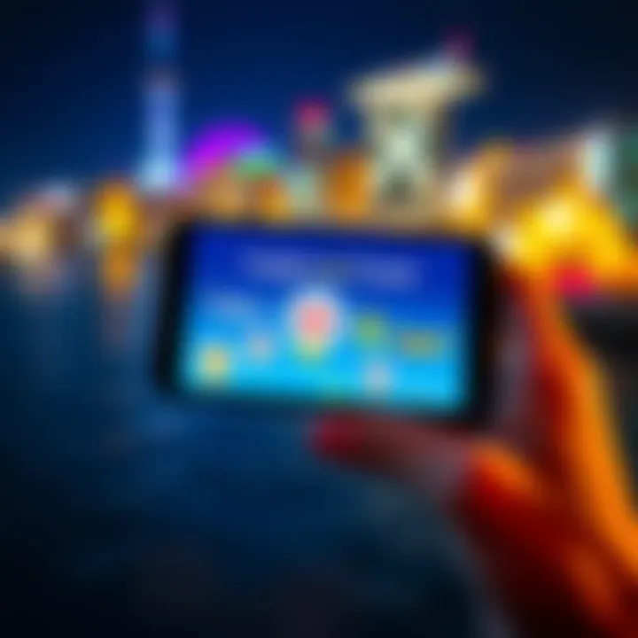 Global Travel Rewards A person holding a smartphone displaying the Crypto.com Travel app with travel icons around them, showcasing various rewards for travelers.