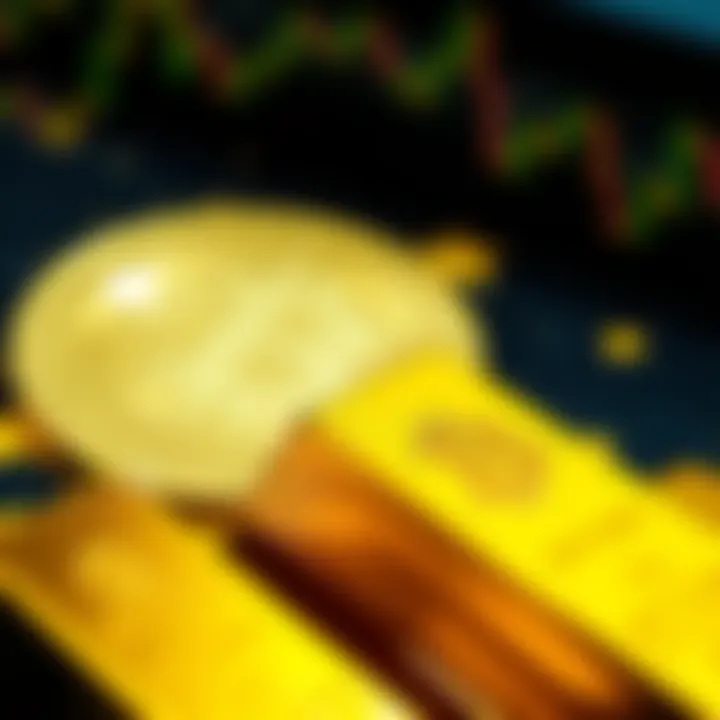 Close-up of gold bars with a Bitcoin symbol in the background, highlighting the comparison between gold prices and Bitcoin's performance.