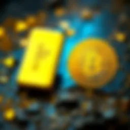 A side-by-side view of a gold bar and a Bitcoin symbol, highlighting the debate over investment value