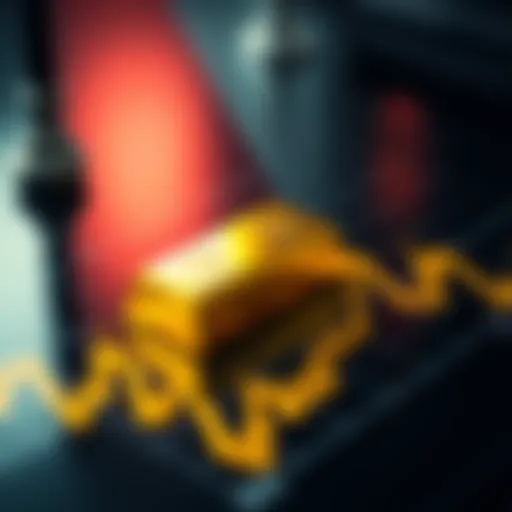 A shiny gold bar placed on a rising financial graph indicating an increase in gold prices