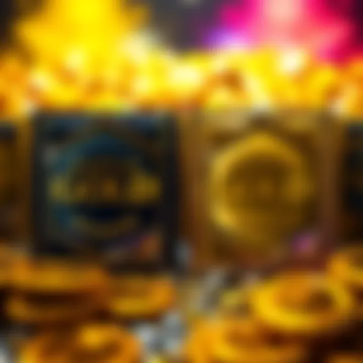 Side by side view of Gold Shadow packs and regular Gold packs in a colorful display
