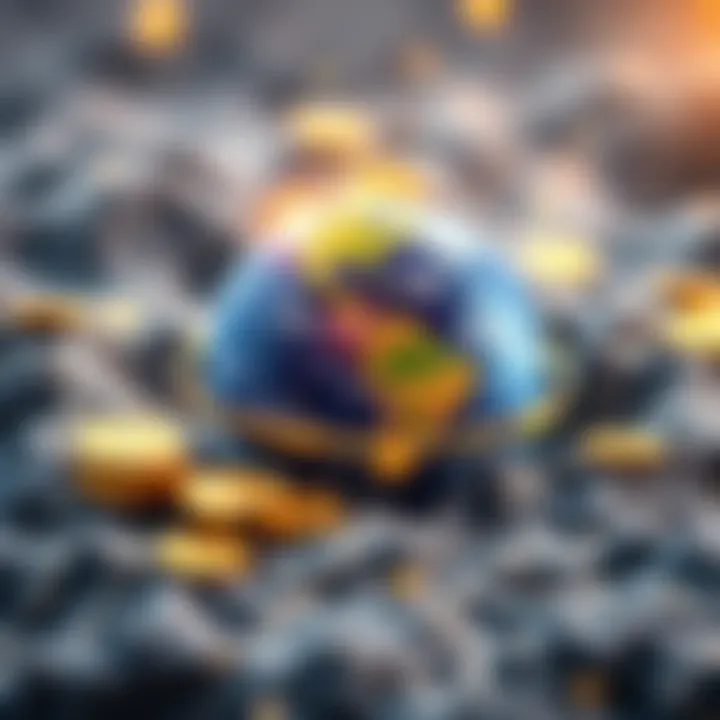 A visual comparison of gold coins and a digital landscape representing Atlas Earth, illustrating the investment debate.