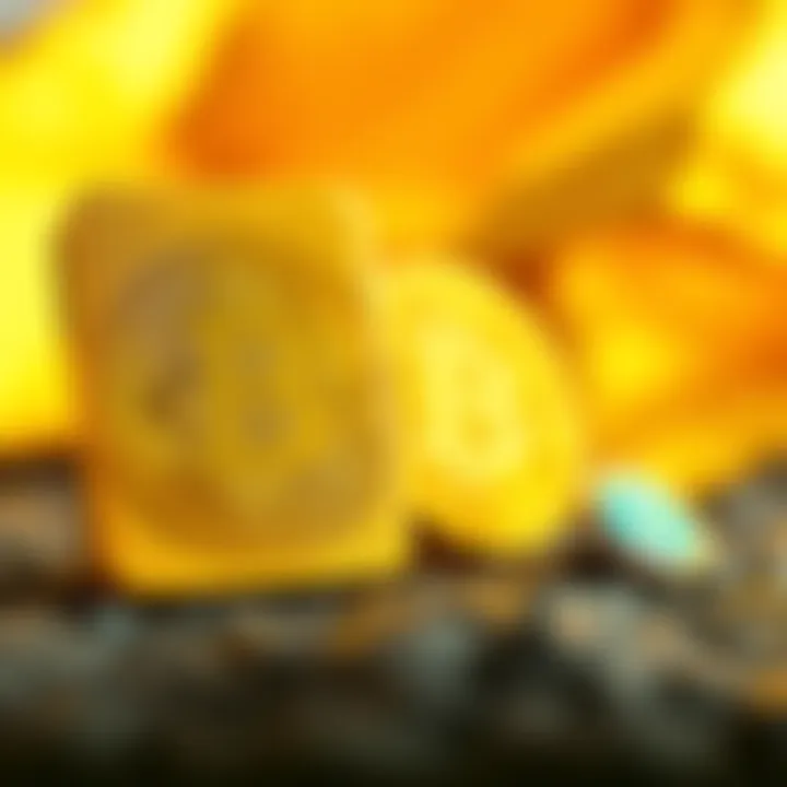 A gold bar next to a Bitcoin symbol, representing China's gold reserve strategy and the US adoption of Bitcoin.