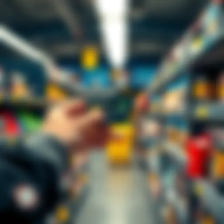 A person holding a GoMining crypto card while making a purchase in a store, emphasizing its ease of use and connection to mining rewards.