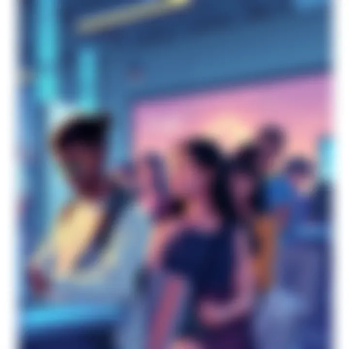 Illustration of diverse individuals engaged in AI training with Google branding, showcasing a modern tech environment.