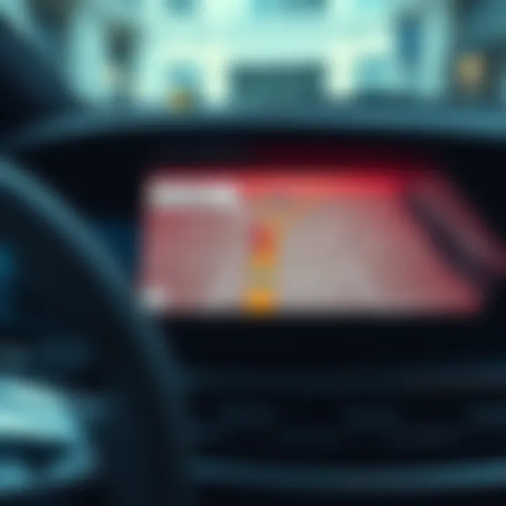A screenshot of Google Maps on an Android Auto interface showing missing features like speed limits and traffic signals